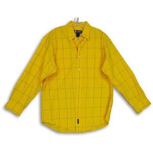 CHAPS FOR RALPH LAUREN SPREAD COLLAR BUTTON FRON PLAID SHIRT YELLOW MEDIUM-EUC